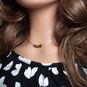 Tigers Eye Necklace with Gold Chain